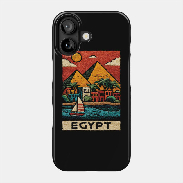 Egyptian Pyramids Geometric Art - Desert Sunset Print Phone Case by TuncGK