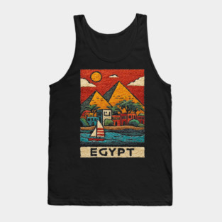 Egyptian Pyramids Geometric Art - Desert Sunset Print Tank Top