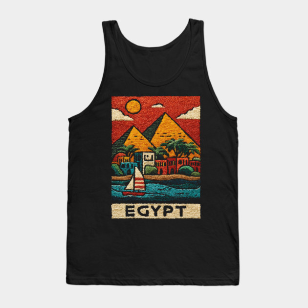 Egyptian Pyramids Geometric Art - Desert Sunset Print Tank Top by TuncGK