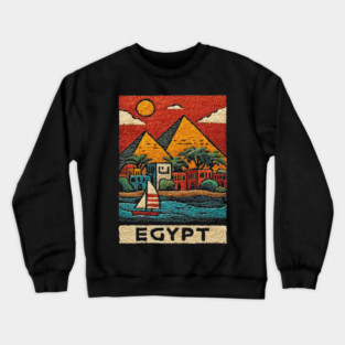 Egyptian Pyramids Geometric Art - Desert Sunset Print Crewneck Sweatshirt
