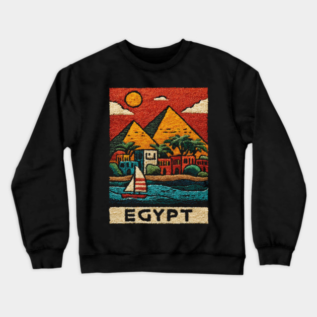 Egyptian Pyramids Geometric Art - Desert Sunset Print Crewneck Sweatshirt by TuncGK