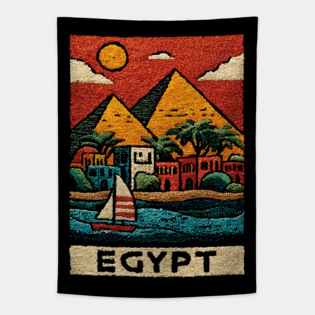 Egyptian Pyramids Geometric Art - Desert Sunset Print Tapestry by TuncGK