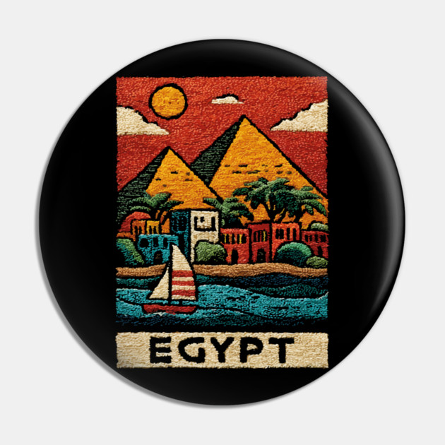 Egyptian Pyramids Geometric Art - Desert Sunset Print Pin by TuncGK
