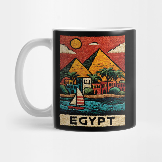 Egyptian Pyramids Geometric Art - Desert Sunset Print by TuncGK