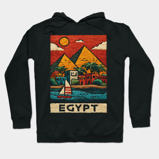 Egyptian Pyramids Geometric Art - Desert Sunset Print Hoodie by TuncGK
