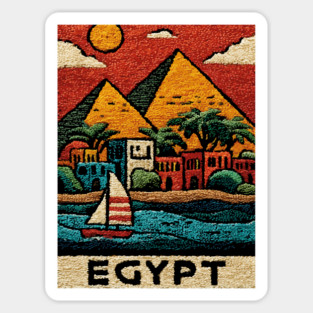 Egyptian Pyramids Geometric Art - Desert Sunset Print Magnet