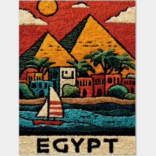 Egyptian Pyramids Geometric Art - Desert Sunset Print Posters and Art