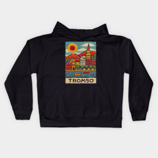 Tromso Norway Arctic Print - Northern Lights City Art Kids Hoodie