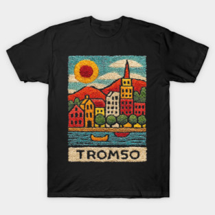 Tromso Norway Arctic Print - Northern Lights City Art T-Shirt