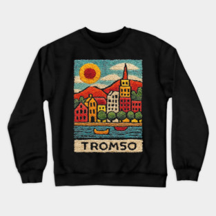 Tromso Norway Arctic Print - Northern Lights City Art Crewneck Sweatshirt