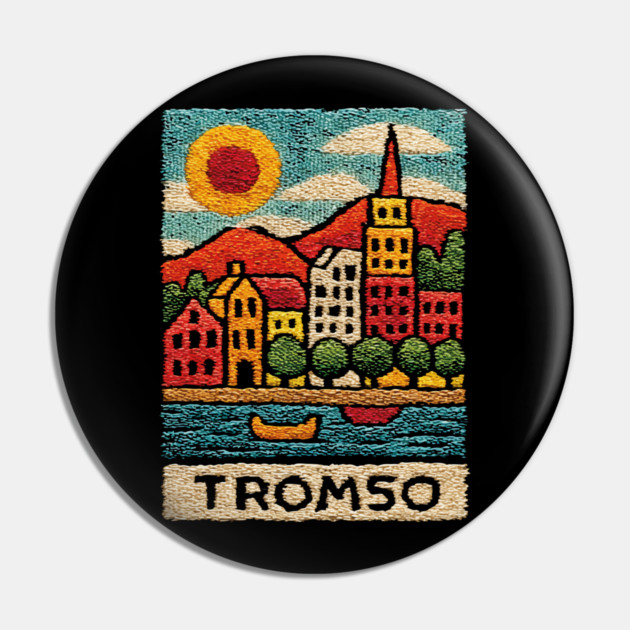 Tromso Norway Arctic Print - Northern Lights City Art Pin by TuncGK