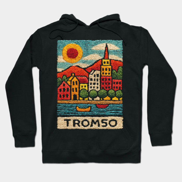 Tromso Norway Arctic Print - Northern Lights City Art Hoodie by TuncGK
