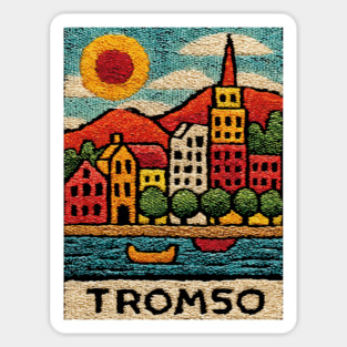 Tromso Norway Arctic Print - Northern Lights City Art Magnet