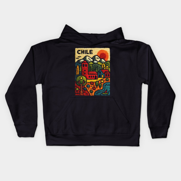 Chile Landscape Print - Andes Mountain Village Art Kids Hoodie by TuncGK