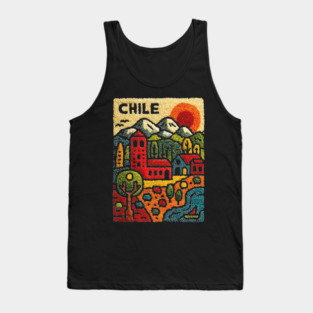 Chile Landscape Print - Andes Mountain Village Art Tank Top