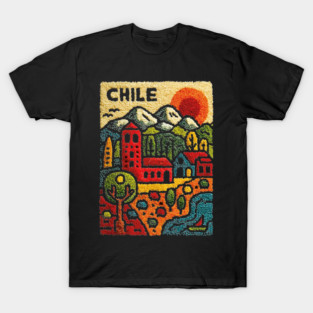 Chile Landscape Print - Andes Mountain Village Art T-Shirt