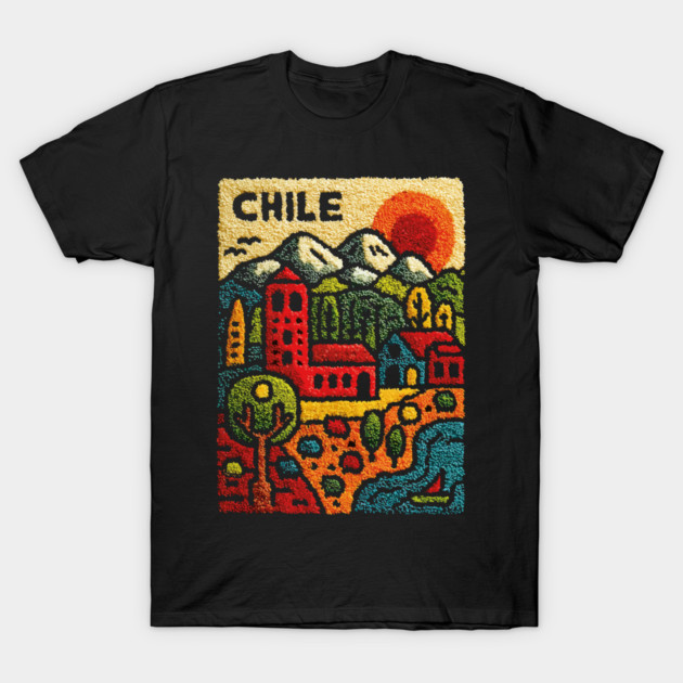Chile Landscape Print - Andes Mountain Village Art T-Shirt by TuncGK