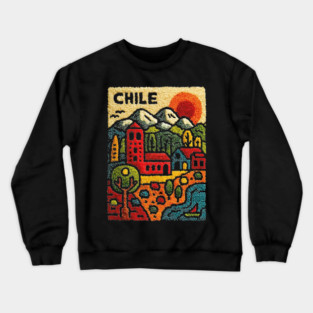 Chile Landscape Print - Andes Mountain Village Art Crewneck Sweatshirt