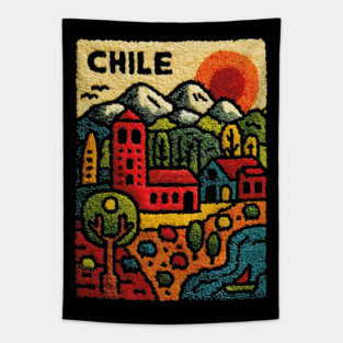Chile Landscape Print - Andes Mountain Village Art Tapestry