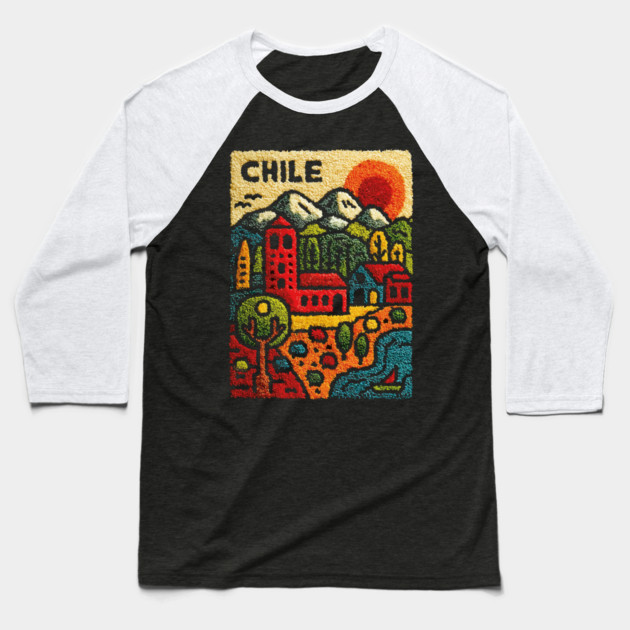 Chile Landscape Print - Andes Mountain Village Art Baseball T-Shirt by TuncGK