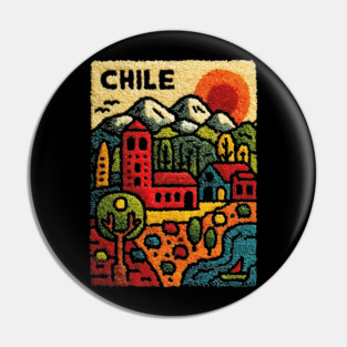 Chile Landscape Print - Andes Mountain Village Art Pin