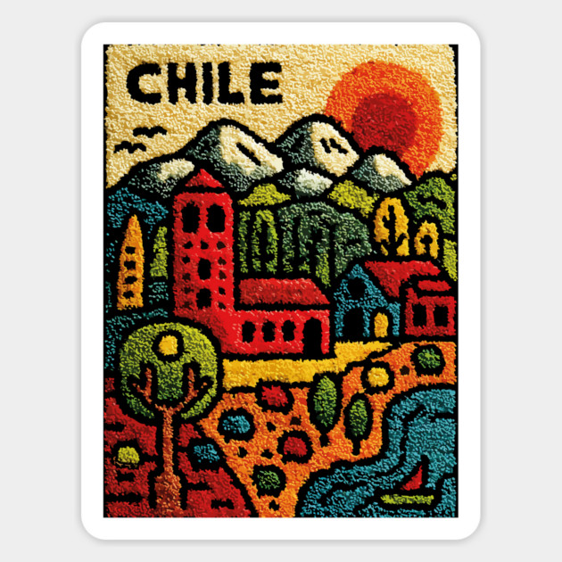 Chile Landscape Print - Andes Mountain Village Art Magnet by TuncGK