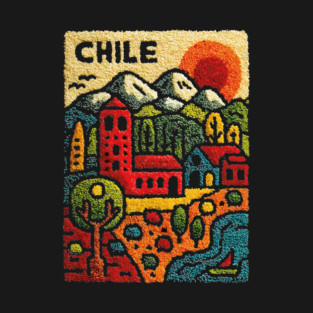 Chile Landscape Print - Andes Mountain Village Art T-Shirt