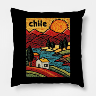 Colorful Chile City Art - Valparaiso Street Scene Pillow
