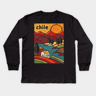 Colorful Chile City Art - Valparaiso Street Scene Kids Long Sleeve T-Shirt