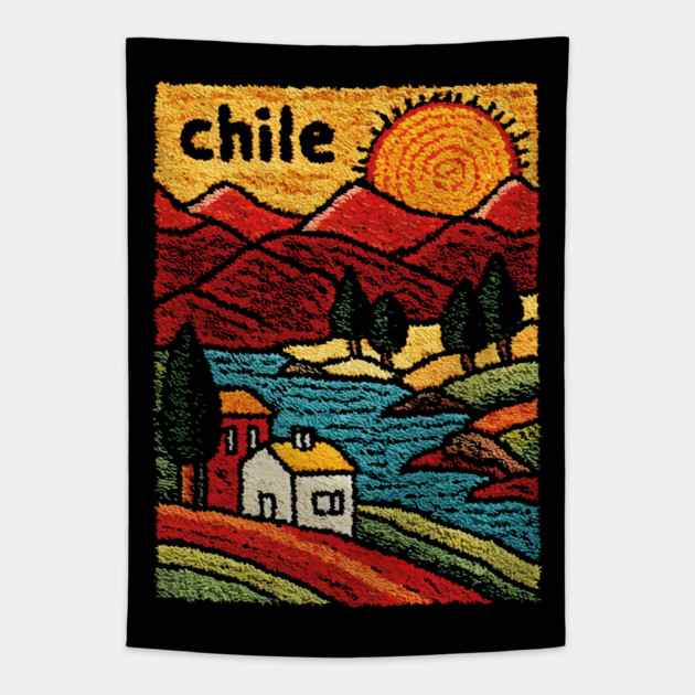 Colorful Chile City Art - Valparaiso Street Scene Tapestry by TuncGK