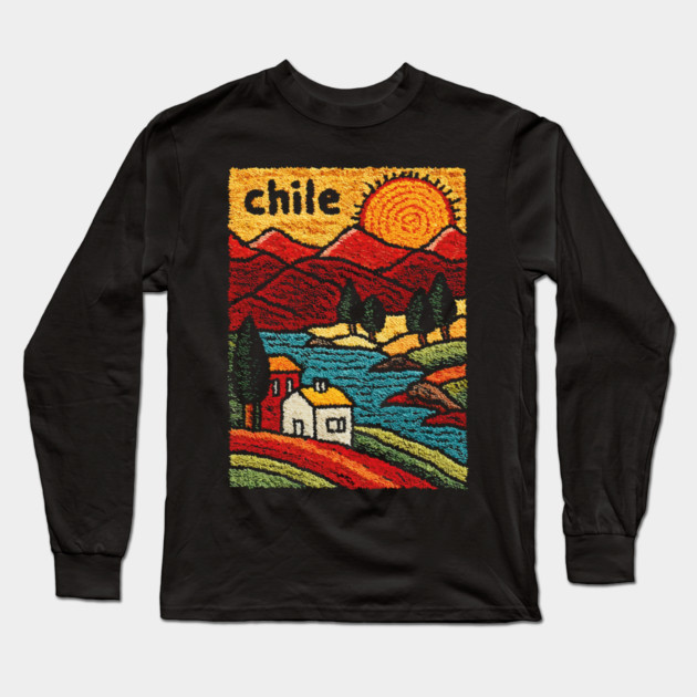 Colorful Chile City Art - Valparaiso Street Scene Long Sleeve T-Shirt by TuncGK
