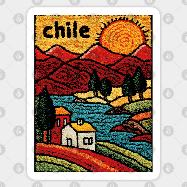 Colorful Chile City Art - Valparaiso Street Scene Sticker by TuncGK