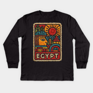 Egyptian Hieroglyph Art Print - Ancient Symbols Design Kids Long Sleeve T-Shirt