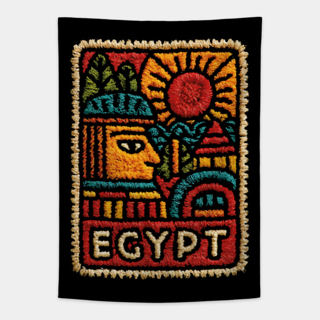 Egyptian Hieroglyph Art Print - Ancient Symbols Design Tapestry by TuncGK
