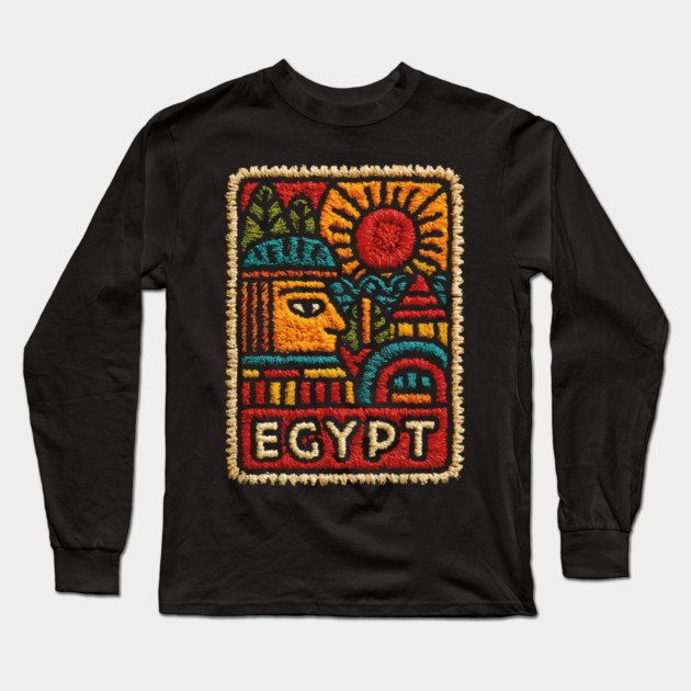 Egyptian Hieroglyph Art Print - Ancient Symbols Design Long Sleeve T-Shirt by TuncGK