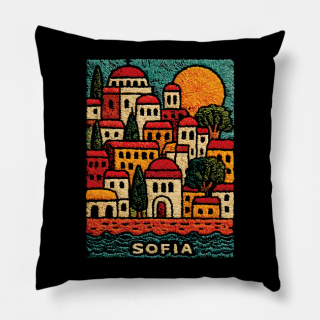Bulgaria Capital Art Print - Sofia City Illustration Pillow by TuncGK