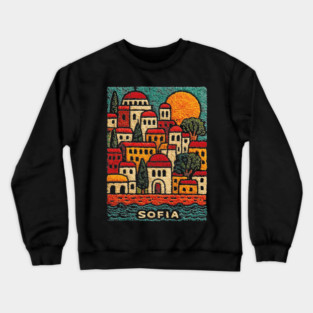 Bulgaria Capital Art Print - Sofia City Illustration Crewneck Sweatshirt