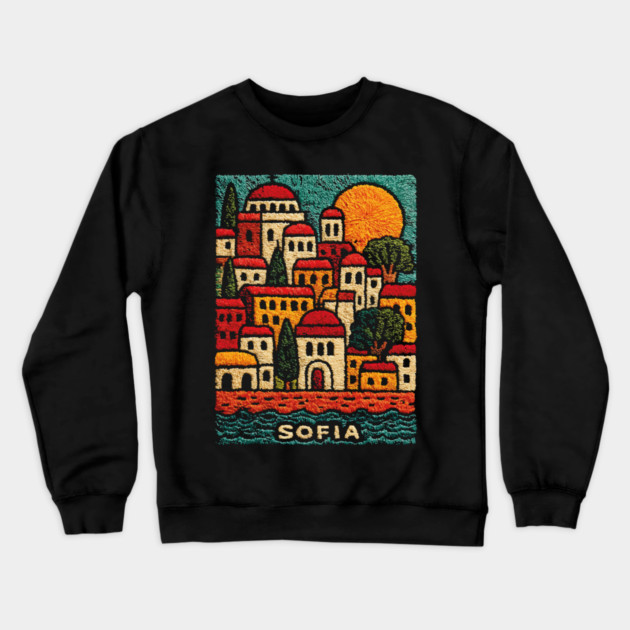 Bulgaria Capital Art Print - Sofia City Illustration Crewneck Sweatshirt by TuncGK
