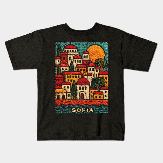Bulgaria Capital Art Print - Sofia City Illustration Kids T-Shirt by TuncGK