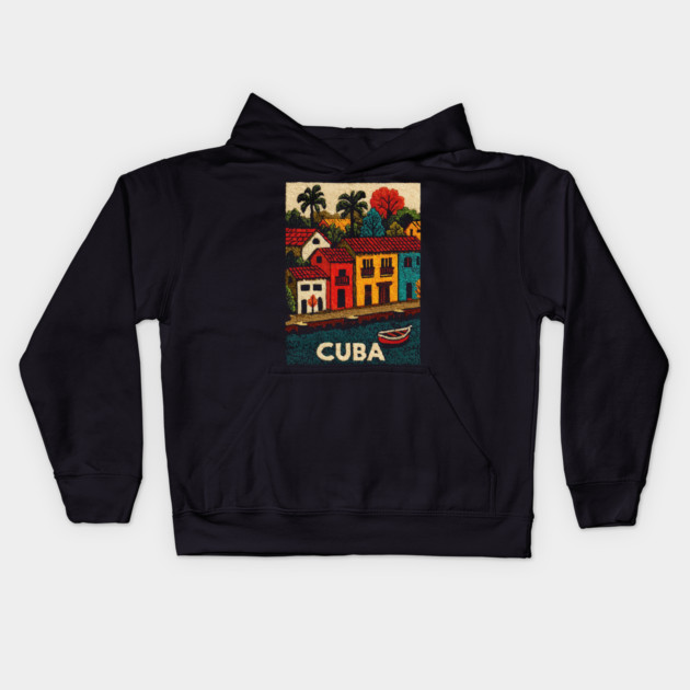 Havana Cuba Vintage Poster - Caribbean Island Art Kids Hoodie by TuncGK