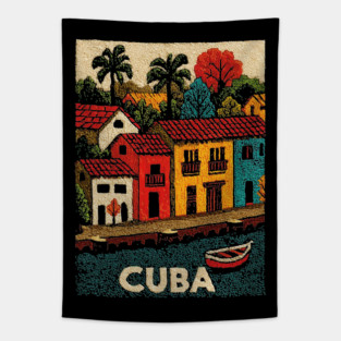 Havana Cuba Vintage Poster - Caribbean Island Art Tapestry