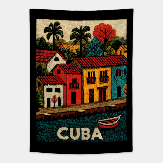 Havana Cuba Vintage Poster - Caribbean Island Art Tapestry by TuncGK