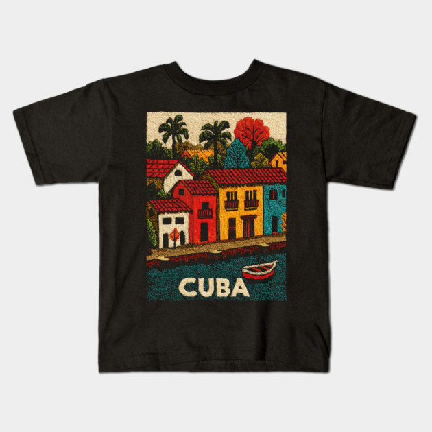 Havana Cuba Vintage Poster - Caribbean Island Art Kids T-Shirt by TuncGK