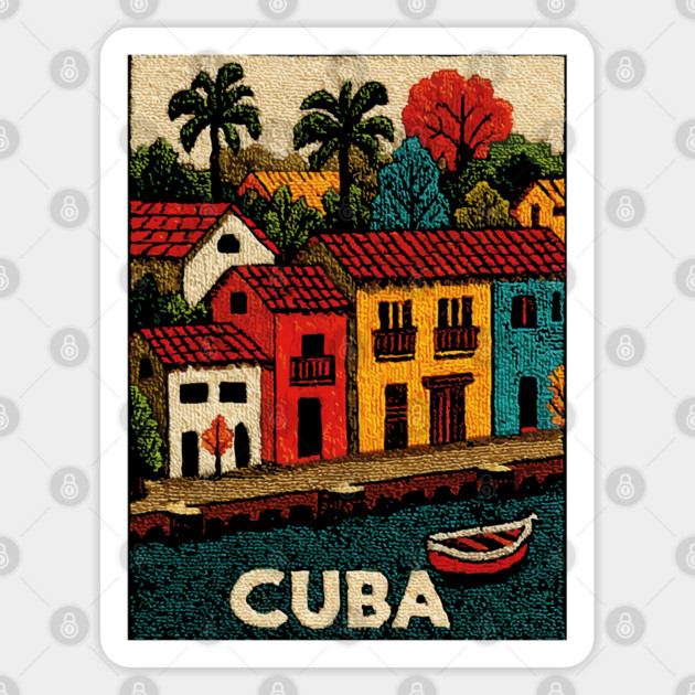 Havana Cuba Vintage Poster - Caribbean Island Art Sticker by TuncGK