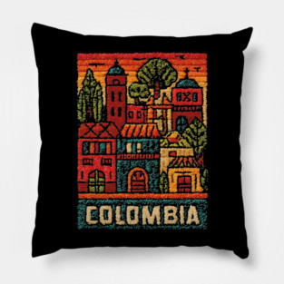 Colombia Heritage Poster - Colonial Architecture Art Pillow