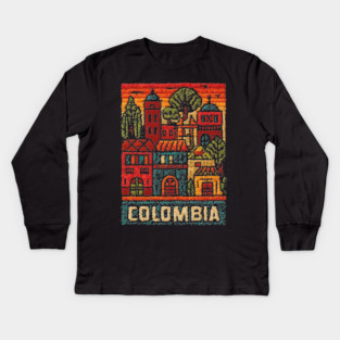Colombia Heritage Poster - Colonial Architecture Art Kids Long Sleeve T-Shirt