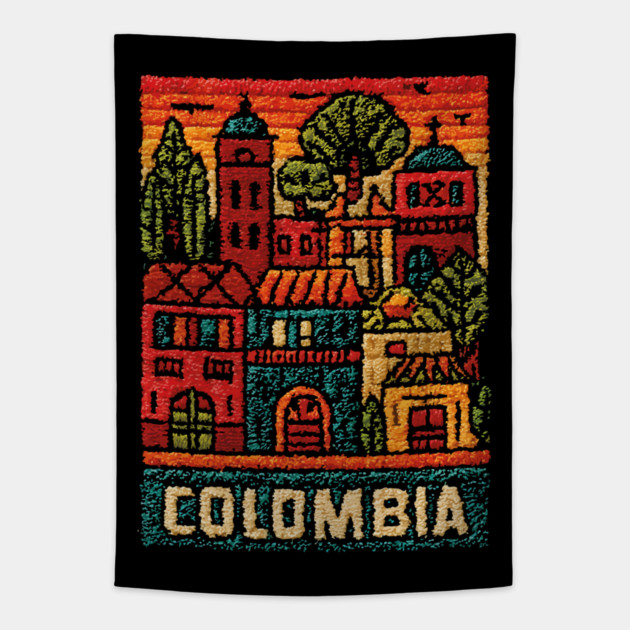 Colombia Heritage Poster - Colonial Architecture Art Tapestry by TuncGK