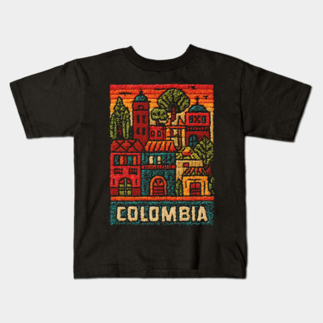 Colombia Heritage Poster - Colonial Architecture Art Kids T-Shirt by TuncGK