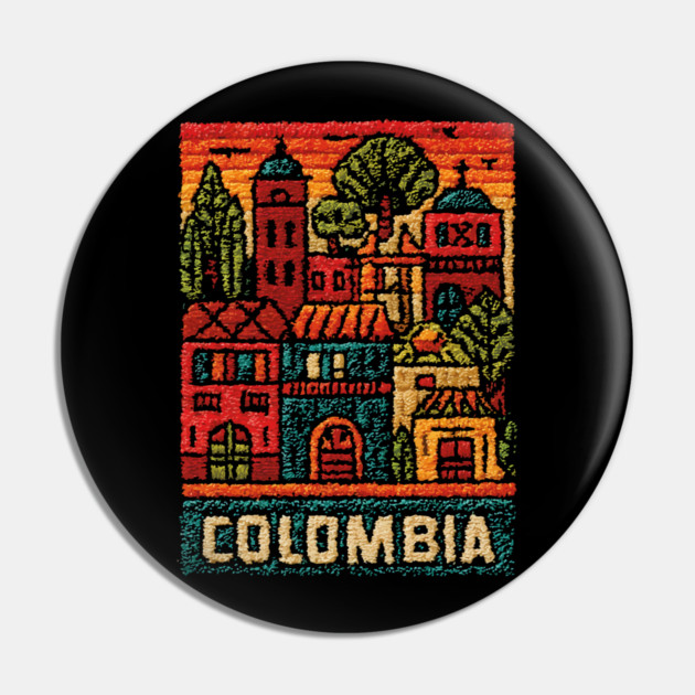 Colombia Heritage Poster - Colonial Architecture Art Pin by TuncGK