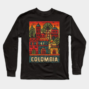 Colombia Heritage Poster - Colonial Architecture Art Long Sleeve T-Shirt